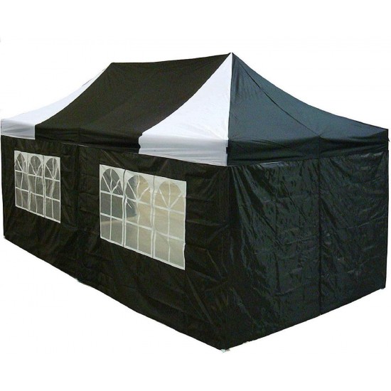 10'x20' Pop up 6 Walls Canopy Party Tent Gazebo Ez Black White - F Model Upgraded Frame by DELTA Canopies