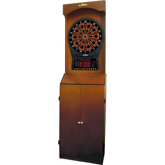 Arcade-Style Electronic Dartboard Cabinet - Mahogany
