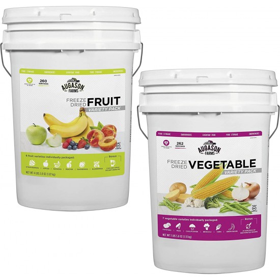 Augason Farms Freeze Dried Fruit & Veggie Variety Combo Pail Kit
