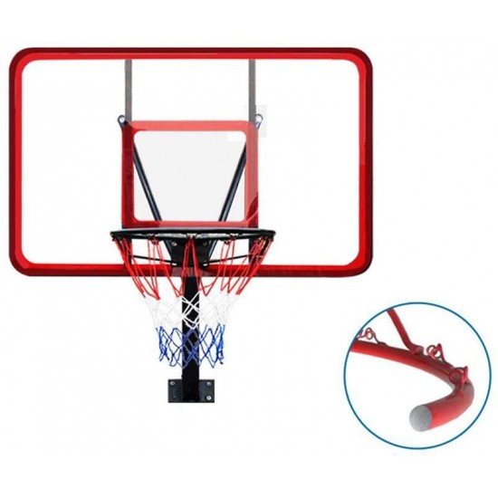 JINDEN Backboard Wall Mounted Basketball Hoop with 47.63 x 31.89in Backboard, Professional Single Spring Rim and Heavy Duty Nylon Net Fits Vertical Wall Indoor Outdoor Basketball Court Equipment