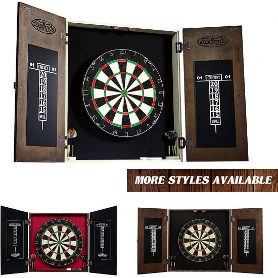 Barrington Collection Bristle Dartboard Cabinet Set: Professional Hanging Classic Sisal Dartboard - Multiple Styles Available