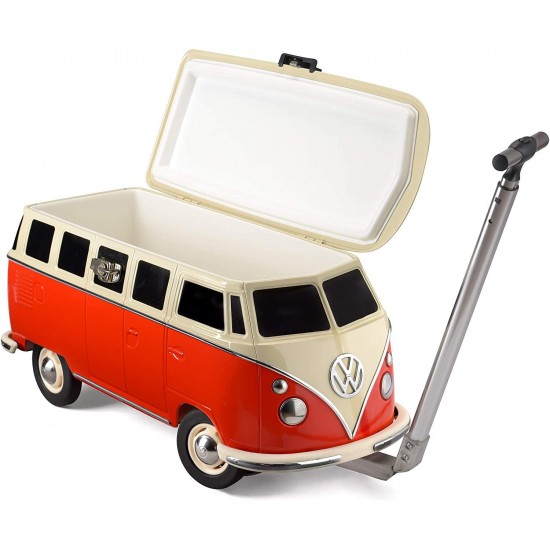 Board Masters Volkswagen Cool Box Rolling Cooler with Wheels and Handle - 31 Quart Hard Portable Ice Chest Wagon with Secure Lock - VW Bus Accessories