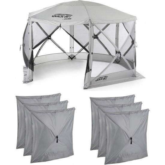 Clam Quick Set Escape Portable Canopy Shelter + Wind & Sun Panels (6 Pack)