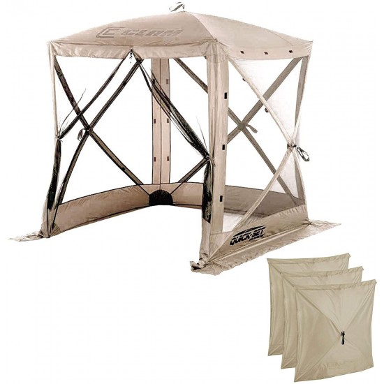 Clam Quick-Set Traveler Outdoor Screen Shelter w/Wind Panels (3 Pack), Tan