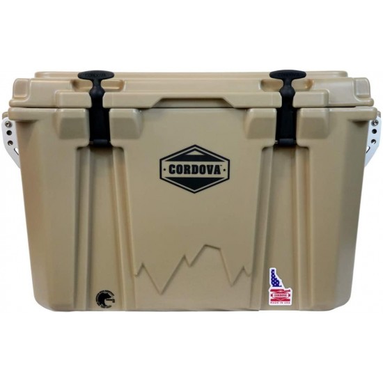 CORDOVA 50 Medium Cooler - Hard Sided Rotomolded Ice Chest with 48 Quart Capacity & Built In Bottle Opener - Made in the USA