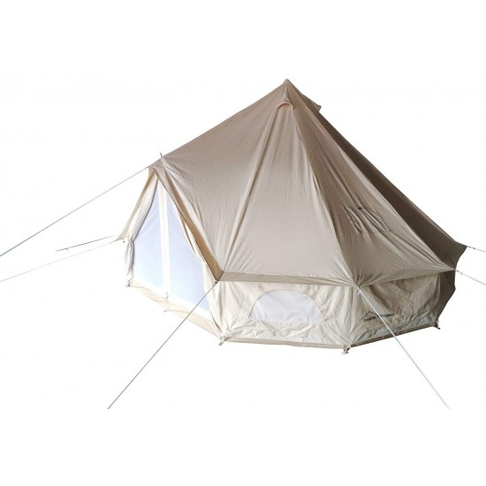 DANCHEL OUTDOOR Double Wall Full Mesh Cotton Canvas Spacious?Bell Tents with Top Fiberglass Stove Jacket,16.4ft