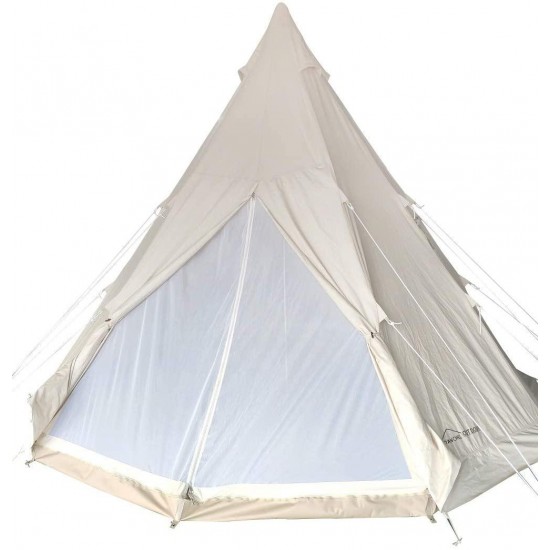 DANCHEL OUTDOOR Waterproof Cotton Canvas Adult India Pyramid Tipi Tent with Stove Jack for Camping