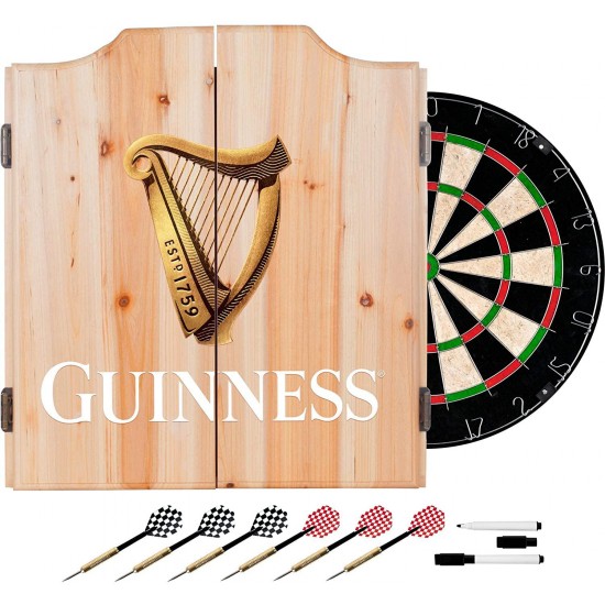 Dart Cabinet Set with Darts and Board - Harp Black Gold Wood