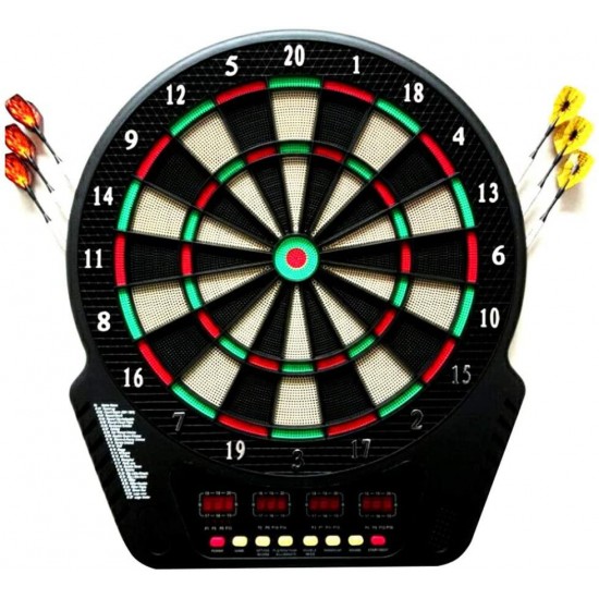 Dartboard Toy Set Dart Board with 4 LED Display Electronic Automatic Scoring Report Dart Board Set (Color, Size : One Size)