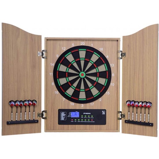 Electronic Dartboard, 18 Inch Dartboards with Wooden Cabinet, Professional Automatic Scoring Dart Machine with 12 Dart and 88 Dart Heads for Adults Indoor Party Games