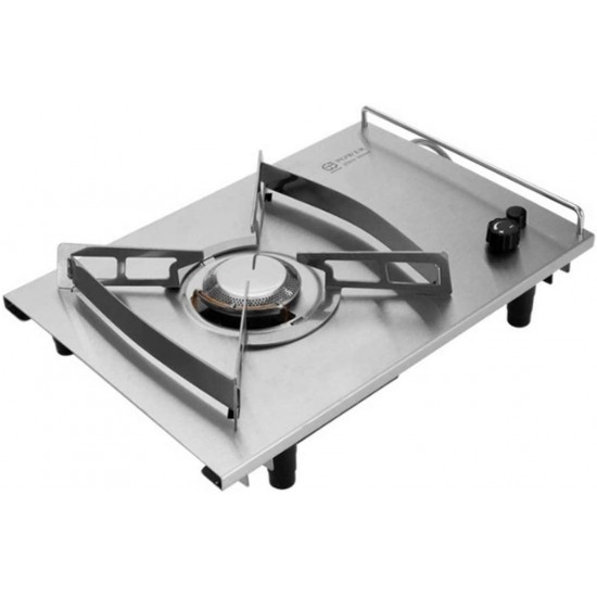 GASWARE Power Stove Plate NO.5, One Burner, Powerful Firepower, Portable Camping Gas Stove, Outdoor BBQ (Silver)