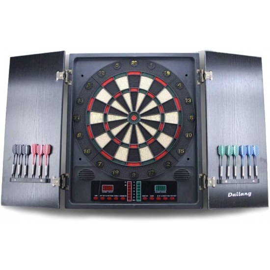 GOFEI 18 Inch Electronic Dart Board, Dart Board Set with Cabinet 12 Soft Tip Darts Dartboard Set, for Home Bar Game Room