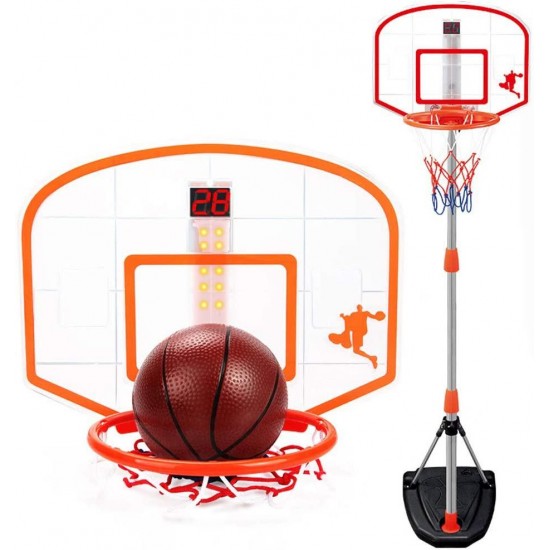 JINDEN Backboard Kids Portable Basketball Hoop w/Adjustable Height, Backboard Basketball Court Equipment