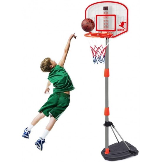 JINDEN Backboard Mini Hoop Basketball System with Adjustable-Height Pole Outdoor Indoor Child Toy Basketball Court Equipment