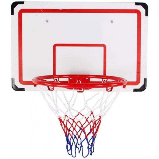 JINDEN Backboard Wall Mounted Basketball Hoop, Professional Single Spring Rim and Heavy Duty Nylon Net Fits Vertical Wall Indoor Outdoor Basketball Court Equipment