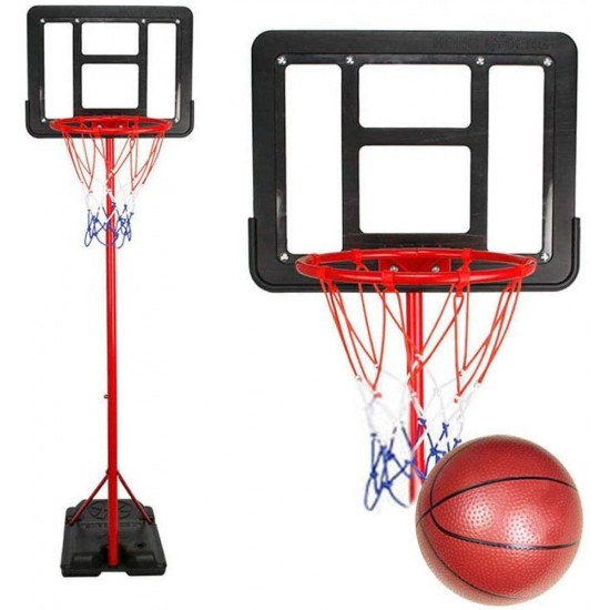 JINDEN Backboard Youth Basketball Hoop for Kids Indoor and Outdoor Stand, PVC Transparent Backboard, Iron Pipe Adjustable Up to 1.85 Meters for Children Indoor Outdoor Play Basketball Court Equipment