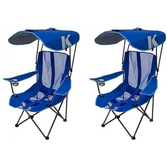 Kelsyus Premium Portable Camping Folding Lawn Chair with Canopy, Blue
