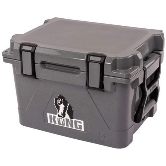KONG Coolers | 25 Quart Rotomolded | Proudly Made in The USA | Durable, Safe, No-Slip Feet, Extended Ice Retention Cooler (Gorilla Gray)