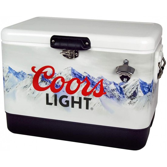 Koolatron Stainless Steel Ice Chest - 85 Can Capacity with Bottle Opener, (54 Quarts/51 Liters) (Coors Light)