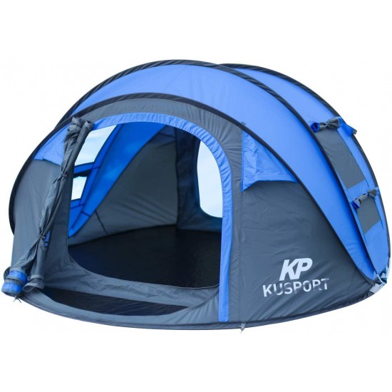 Kusport ZP04 3-4 Person Pop Up Dome Automatic Setup Family Beach Camping Tent, Blue, Generic
