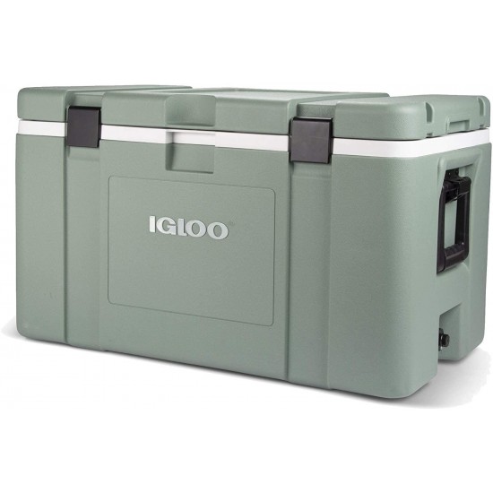 Mission 124 Quart 117 Liter Lockable Insulated Lined Ice Chest Cooler with Heavy Duty Handles, Ocean Glass Green