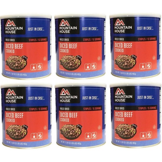 Mountain House Diced Beef #10 Can Freeze Dried Food - 6 Cans Per Case NEW!