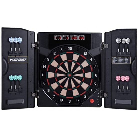 N\ A Bristle Dartboard, Ready-to-Play Bundle with LED Scoring Screen Competition Dartboards with Steel Tip Darts, Protective Display Cabinet for Bar and Home Decor