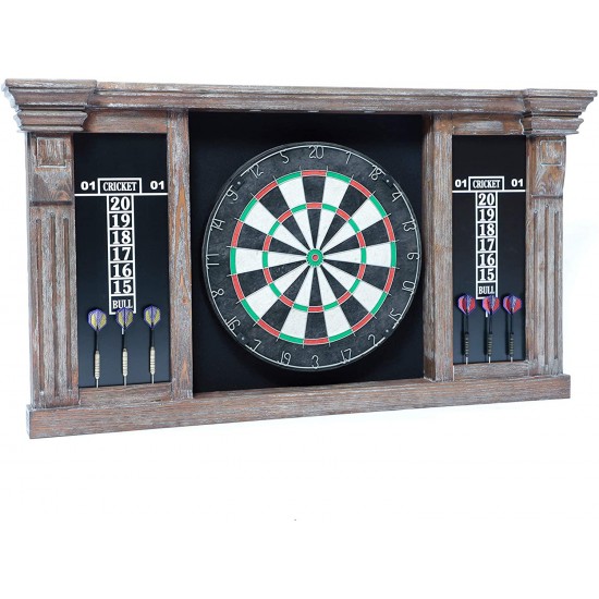 Neconcet Dartboard and Cabinet Set: Sisal Dartboard with Self Healing Bristles and Accessories- Multiple Styles Available
