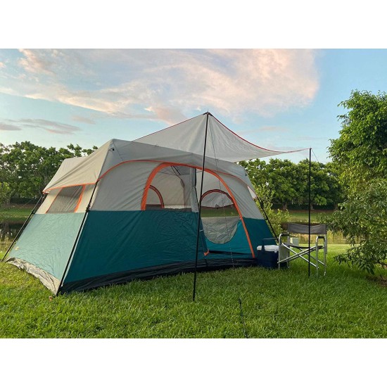 NTK Flash 8 Sleeps up to 8 Person 13.1 by 8.9 FT Outdoor Instant Cabin Family Camping Tent 100% Waterproof 2500mm, Easy and Quick Assembly, Durable Fabric and Micro Mosquito Mesh.