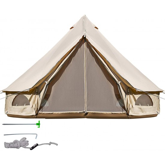 Patiolife Yurt Tents for Camping 9.84ft Canvas Glamping Tent 4-Season Bell Tent Waterproof for Family Camping Outdoor Hunting