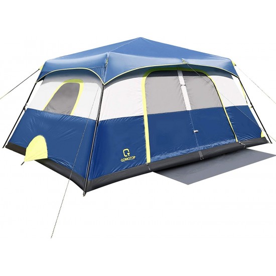 QOMOTOP Camping Tents, 4/6/8/10 Person Instant Set Up Within 1 Minute Tent Equipped with Rainfly and Carry Bag, Water-Proof Pop up Tent with Electric Cord Acess