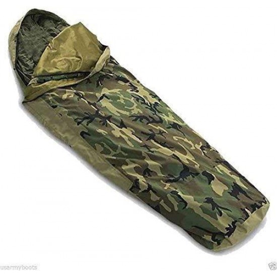 Tennier US Army Military Woodland Camouflage Camo GTX Goretex Sleeping Bag BIVY Cover by US Government Industries GI USGI NSN 8465-01-455-6274