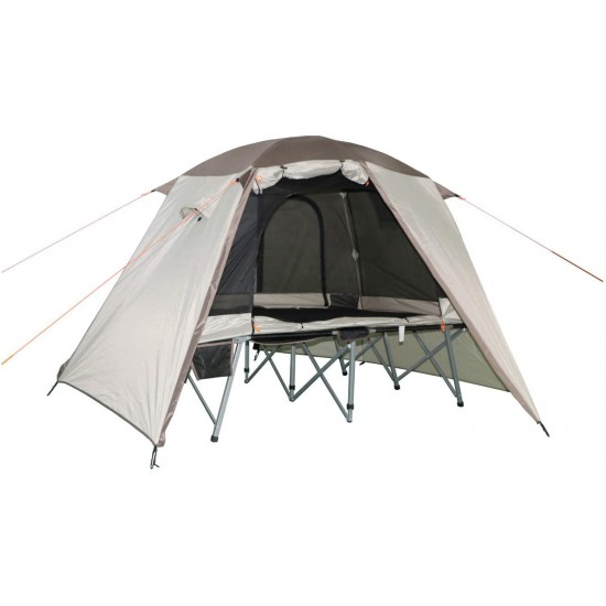 Timber Ridge 2 Person Quick Setup Full Fly Cot Tent, Tan, 80"X50"X47" (WF-7447)