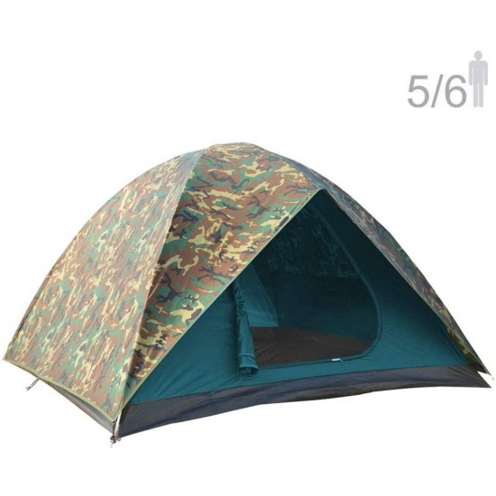 NTK HUNTER GT 5 to 6 Person 9.8 by 9.8 Foot Outdoor Dome Woodland Camo Camping Tent 100% Waterproof 2500mm, Easy Assembly, Durable Fabric Full Coverage Rain fly Micro Mosquito Mesh Maximum Comfort