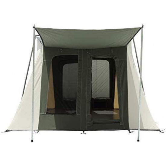 WHITEDUCK 6-8 Person PROTA Canvas Tent, 10x14 and 10x10 Basic, 4 Season 100% Cotton Canvas Cabin Style Tent w/Silver Coated Roof, Bug Mesh on Large Windows & D-Shaped Doors for Outdoors