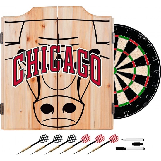 Trademark Gameroom NBA7010-CB2 NBA Dart Cabinet Set with Darts & Board - Fade - Chicago Bulls