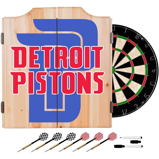 Trademark Gameroom NBA7010-DP2 NBA Dart Cabinet Set with Darts & Board - Fade - Detroit Pistons