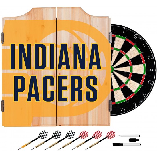 Trademark Gameroom NBA7010-IP2 NBA Dart Cabinet Set with Darts & Board - Fade - Indiana Pacers