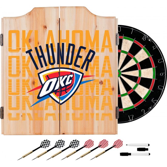 Trademark Gameroom NBA7010-OCT3 NBA Dart Cabinet Set with Darts & Board - City - Oklahoma City Thunder