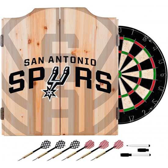 Trademark Gameroom NBA7010-SS2 NBA Dart Cabinet Set with Darts & Board - Fade - San Antonio Spurs