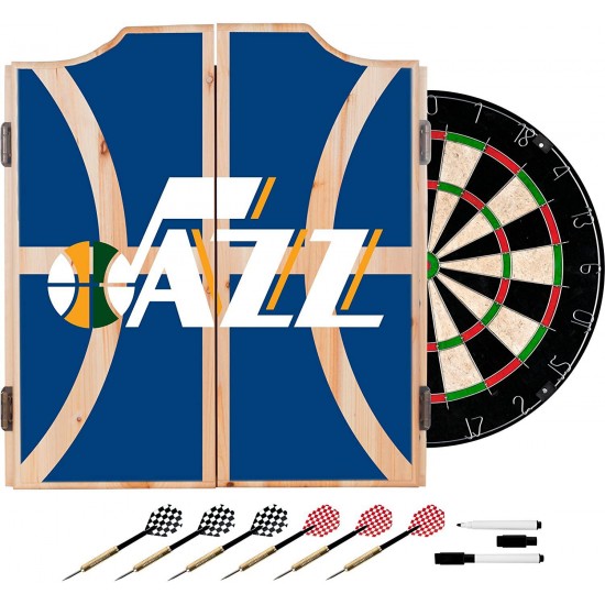 Trademark Gameroom NBA7010-UJ2 NBA Dart Cabinet Set with Darts & Board - Fade - Utah Jazz