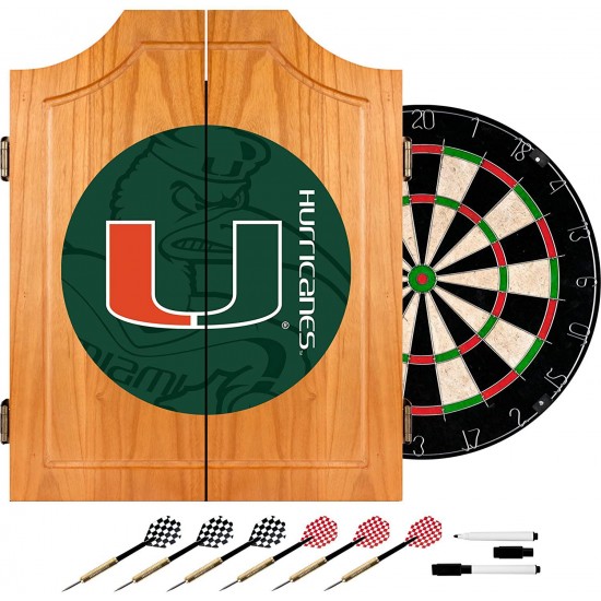 Trademark Gameroom University of Miami Wood Dart Cabinet Set - Fade