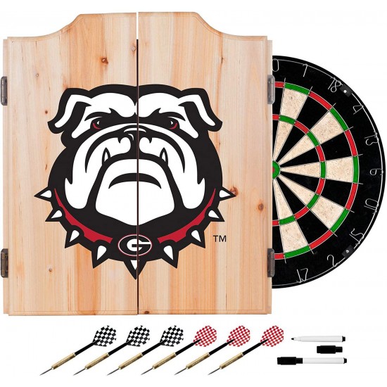 University of Georgia Dart Cabinet Set with Darts and Board