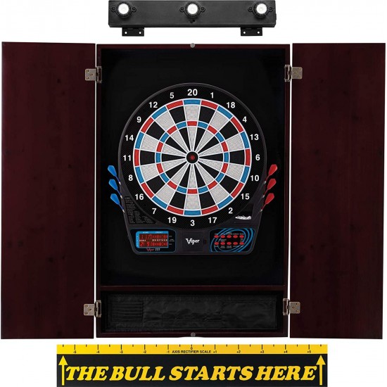 Viper 777 Electronic Dartboard, Metropolitan Mahogany Cabinet,"The Bull Starts Here" Throw Line Marker & Shadow Buster Dartboard Lights